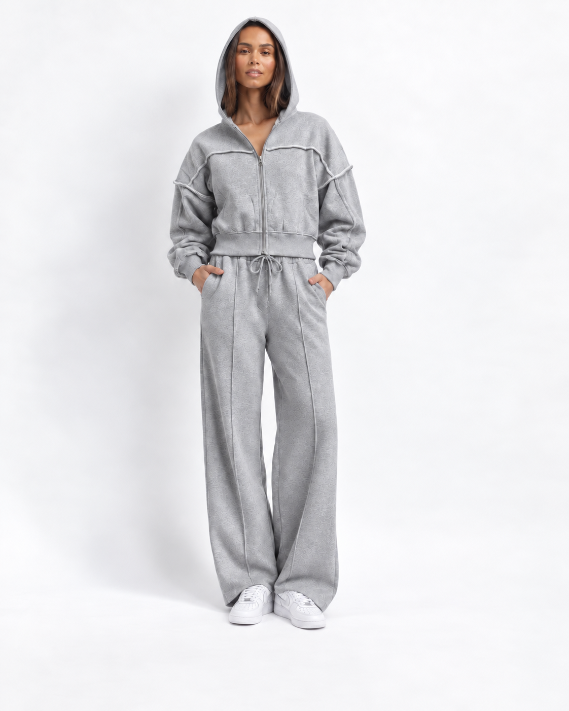 Zip-Up Hoodie & Wide-Leg Jogger Set BS056