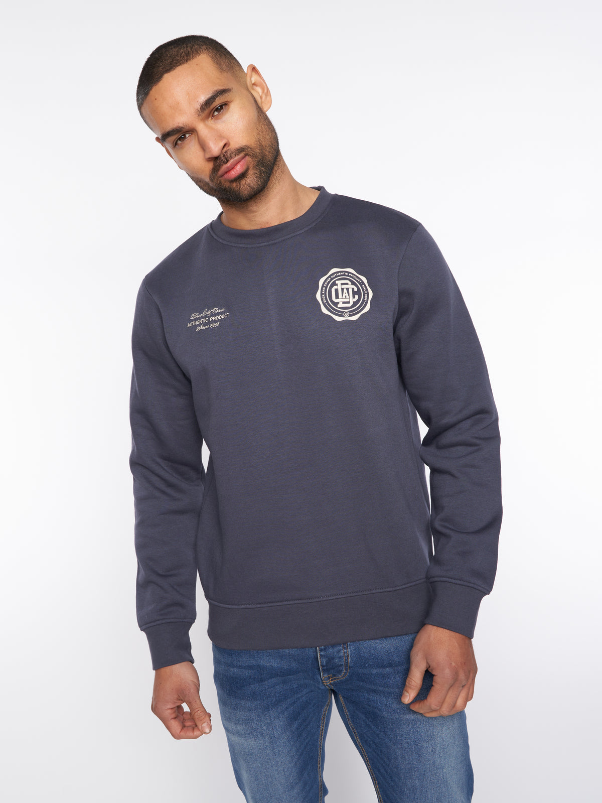Duck & Cover Crew  Keyaan Neck Sweat Navy