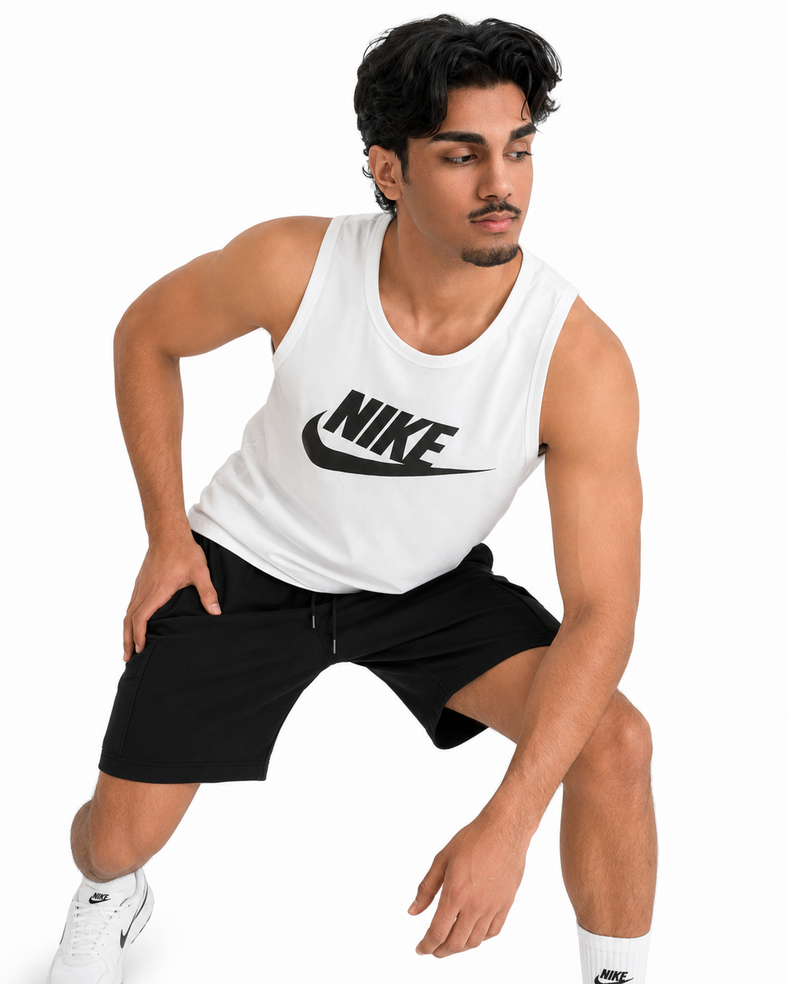 Nike Air Mens Athletic White Vest Tank Top Colour White