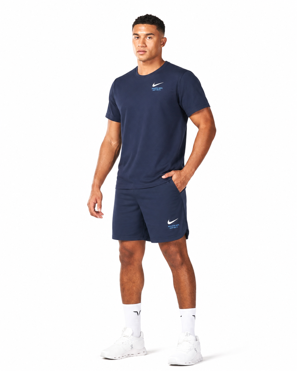 Nike Athletic T Shirt And Shorts Set Navy Colour Blue