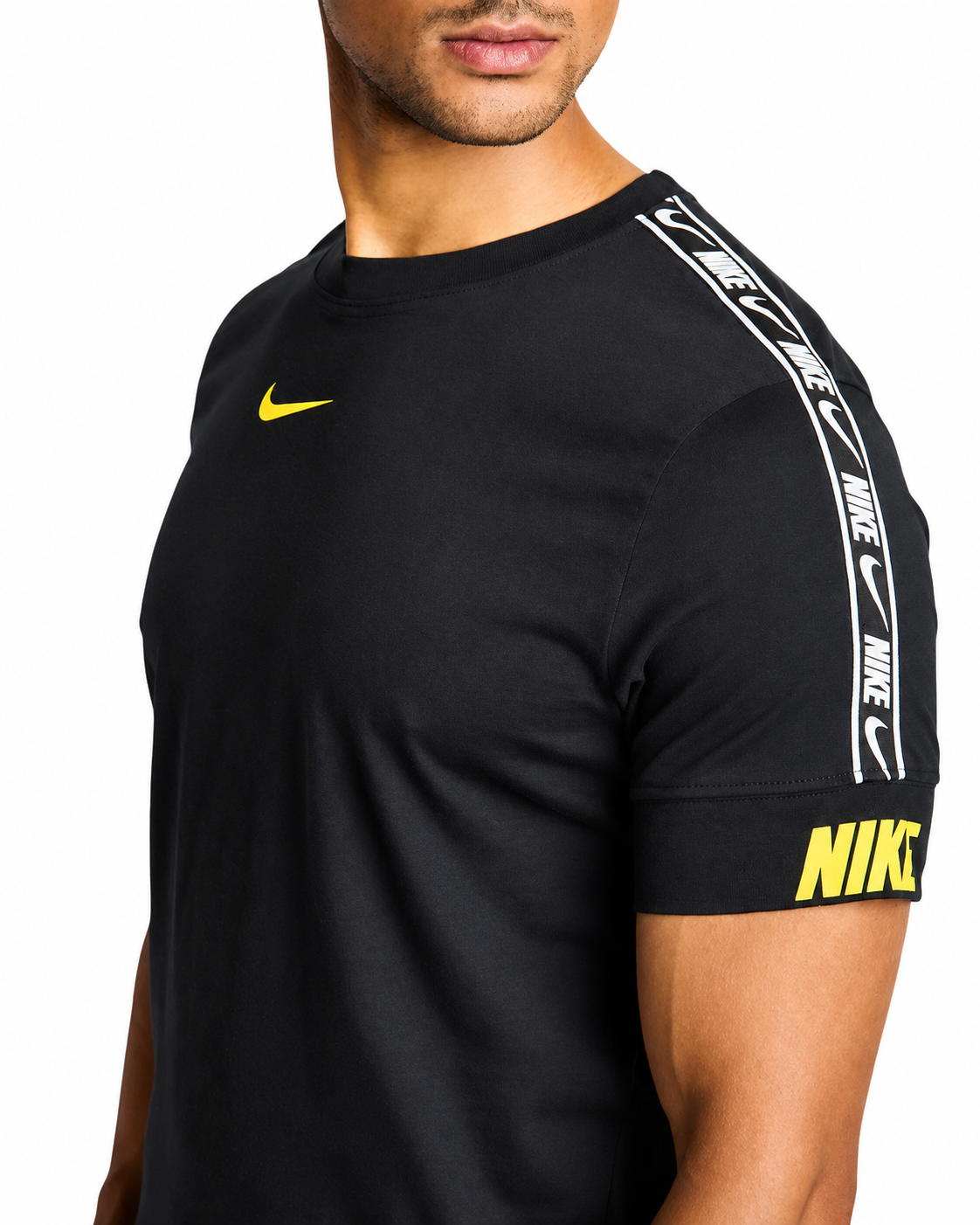 Nike Tracksuit Mens T Shirts Tape Shorts Set Nsw Repeat Terry Shorts Cotton Tee Colour Black