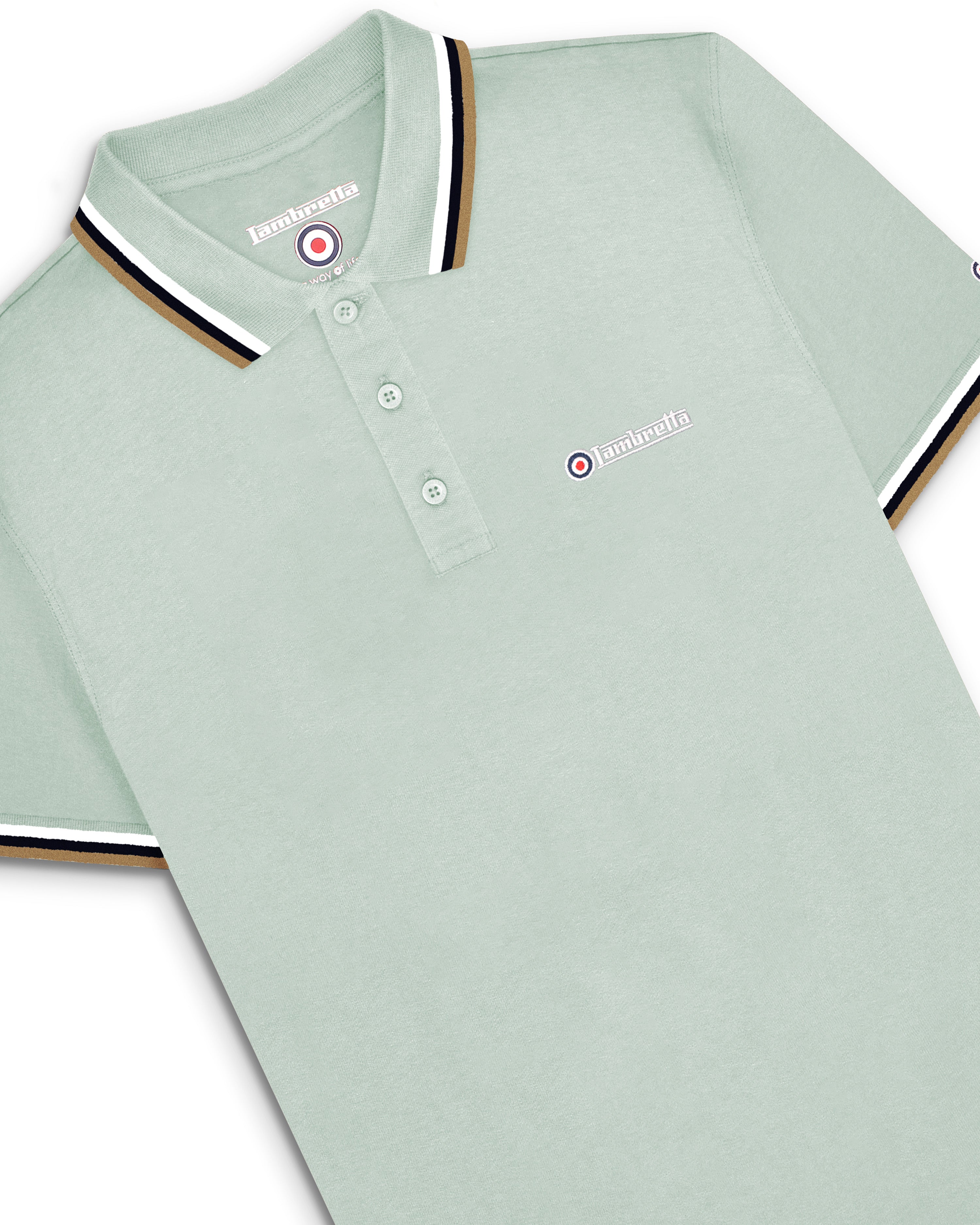 Lambretta triple tip polo  Pale Aqua