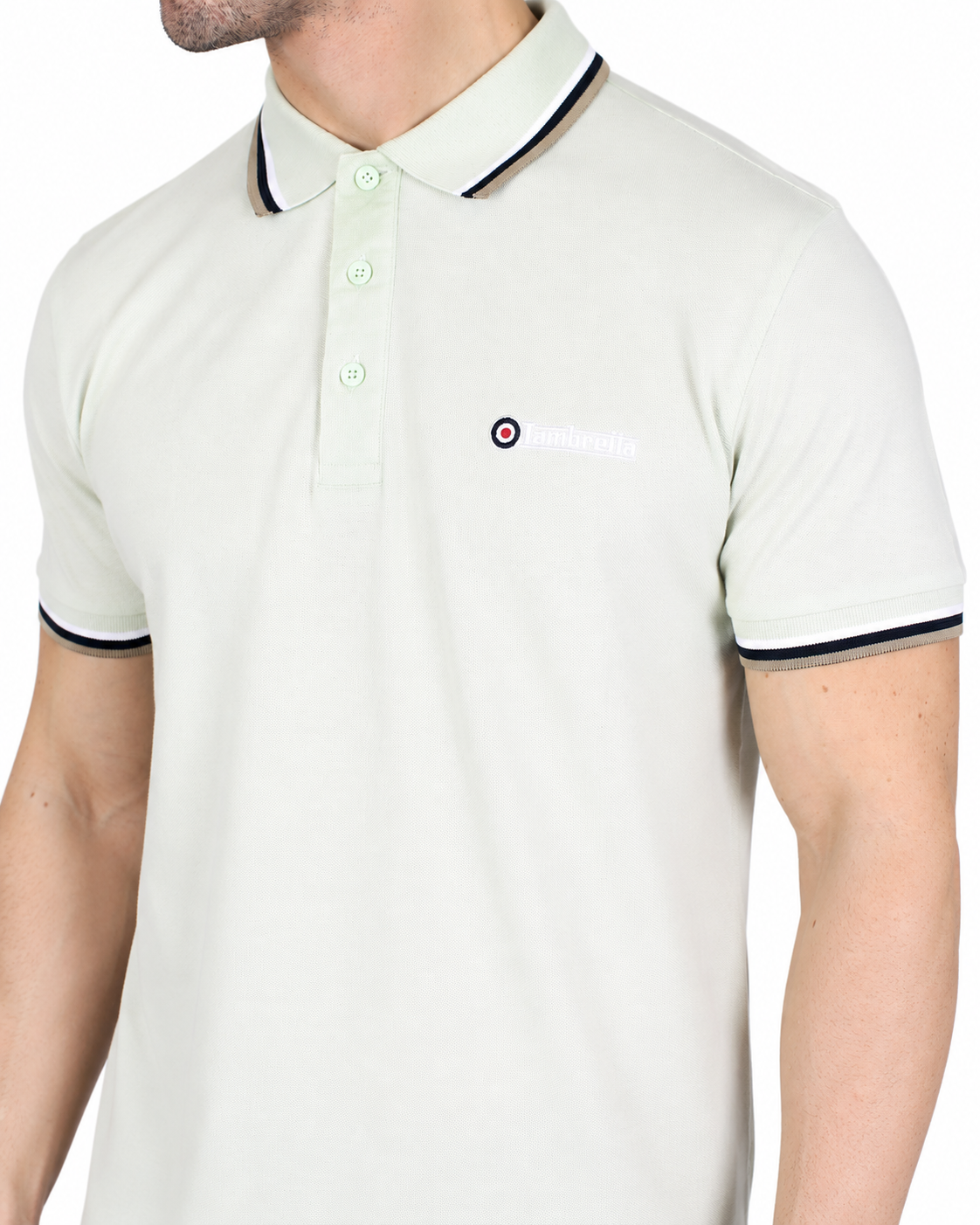 Lambretta triple tip polo  Pale Aqua