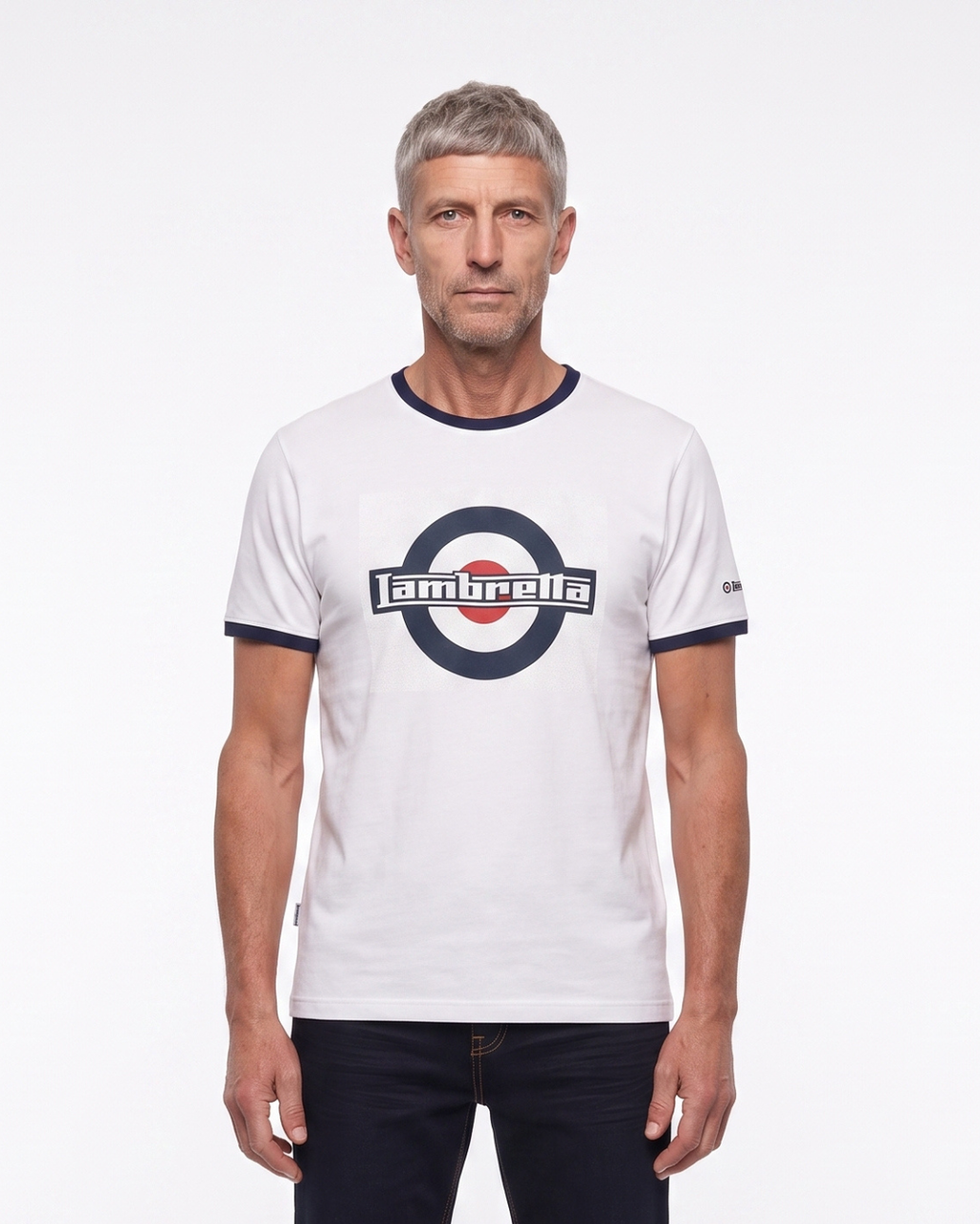 Lambretta Logo Ringer T shirt  White