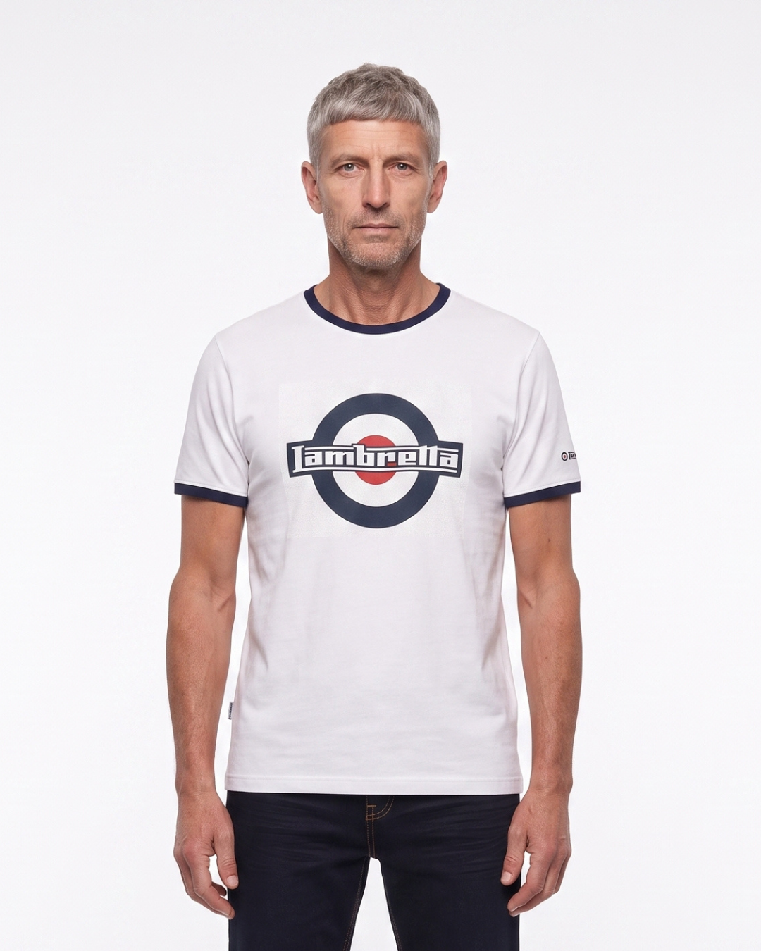 Lambretta Logo Ringer T shirt  White