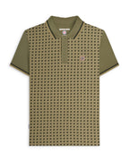 Mens Lambretta Houndstooth Polo khaki
