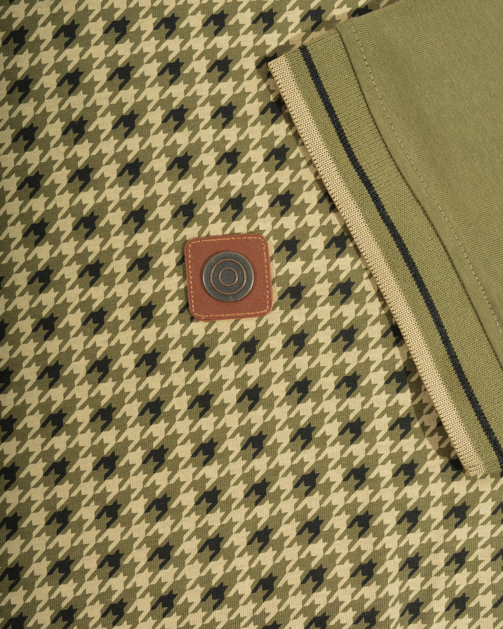 Mens Lambretta Houndstooth Polo khaki