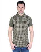 Mens Lambretta Houndstooth Polo khaki