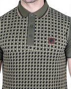 Mens Lambretta Houndstooth Polo khaki
