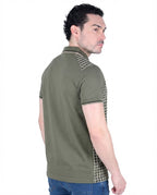 Mens Lambretta Houndstooth Polo khaki