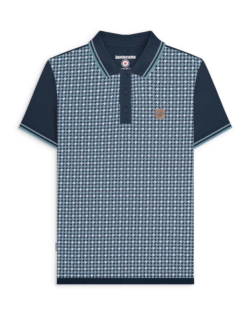 Mens Lambretta Houndstooth Polo Navy