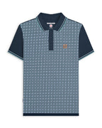 Mens Lambretta Houndstooth Polo Navy