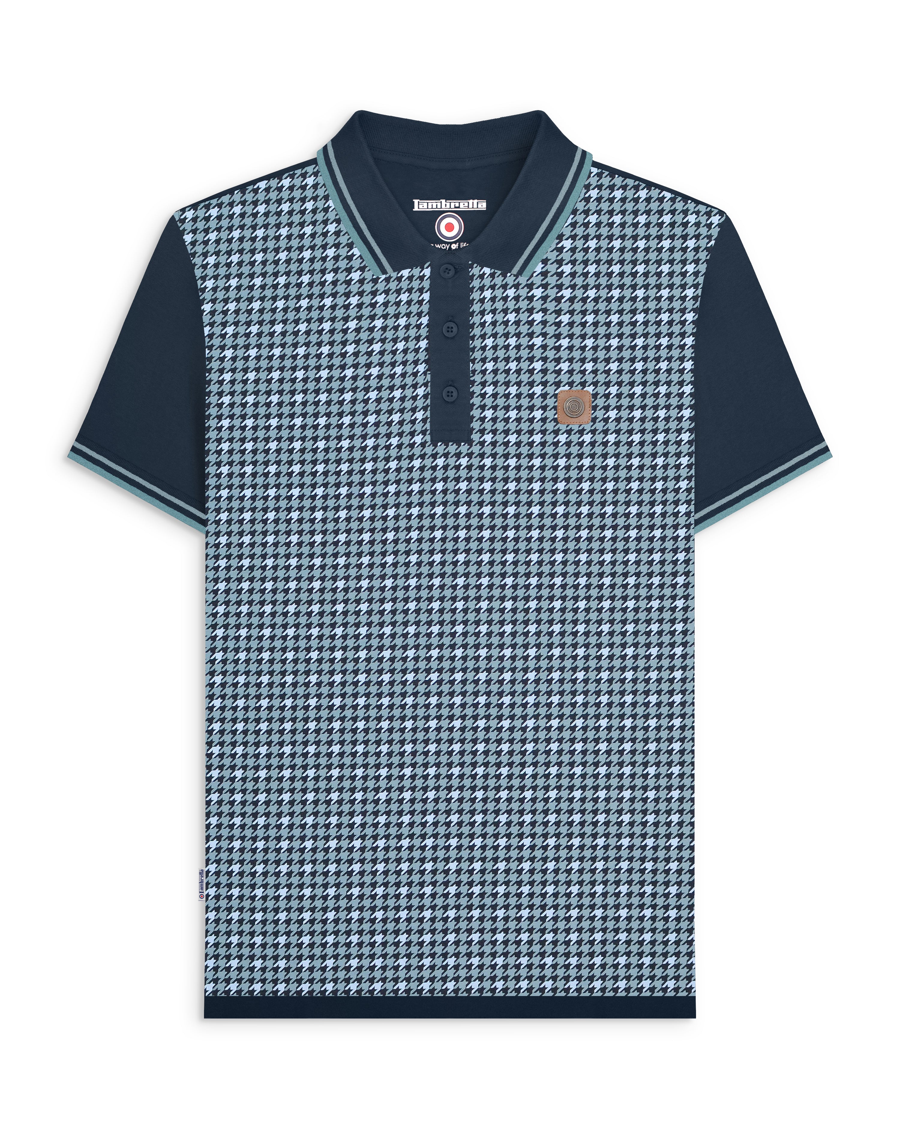 Mens Lambretta Houndstooth Polo Navy