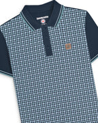 Mens Lambretta Houndstooth Polo Navy