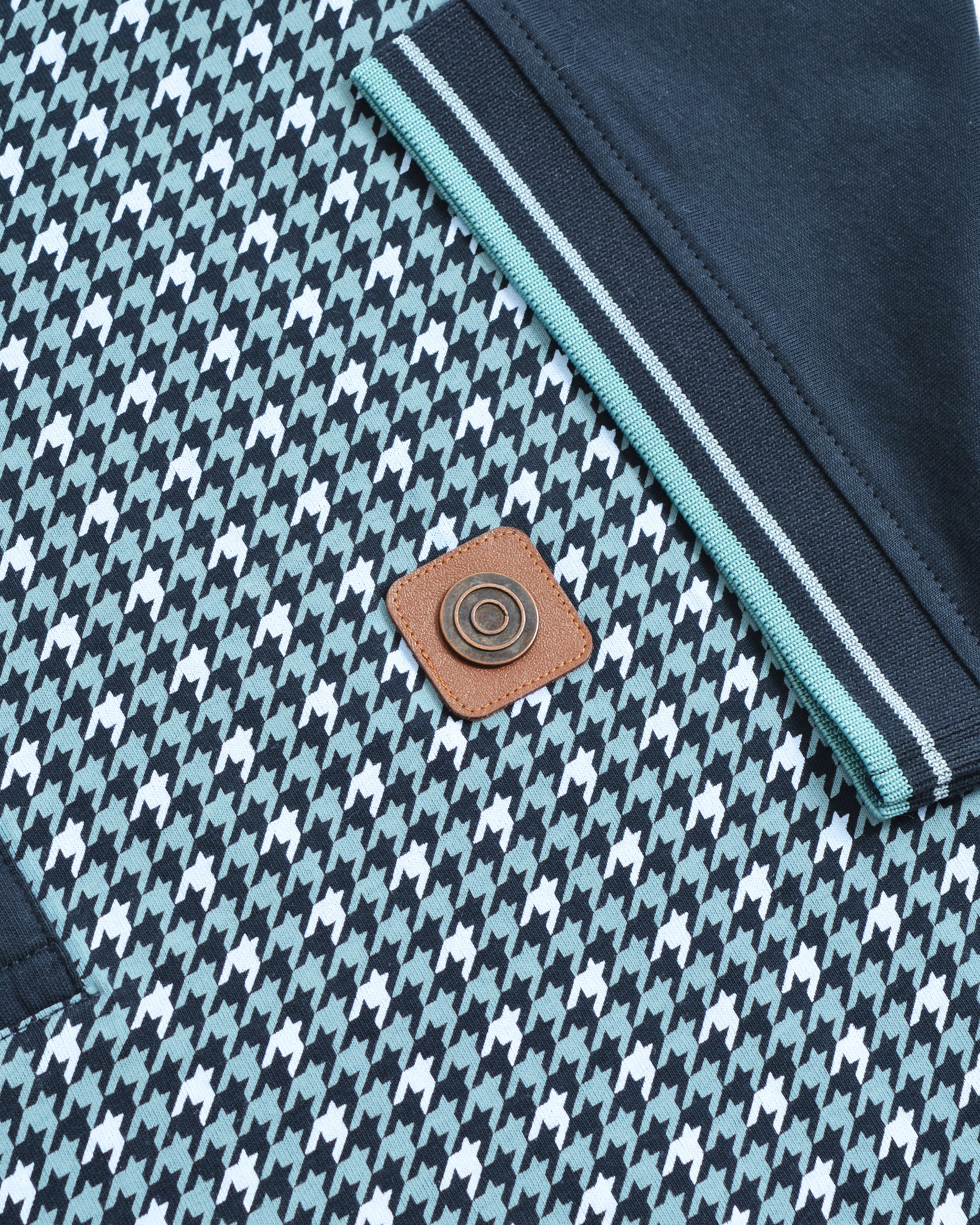 Mens Lambretta Houndstooth Polo Navy