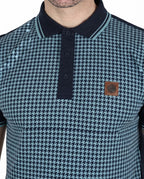Mens Lambretta Houndstooth Polo Navy