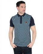 Mens Lambretta Houndstooth Polo Navy