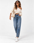 Pearl Embellished  Jeans     Y16108