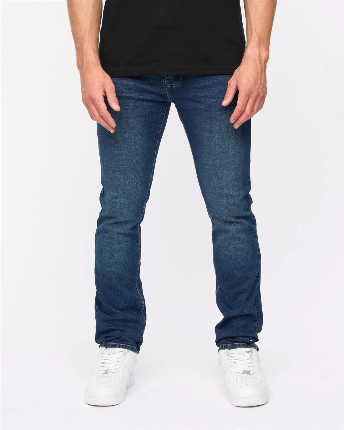 Crosshatch Farrowed Stretch Denim Jeans Dark Wash