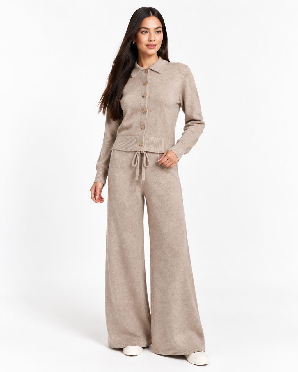 Chic Knit Two-Piece Set Biege F332