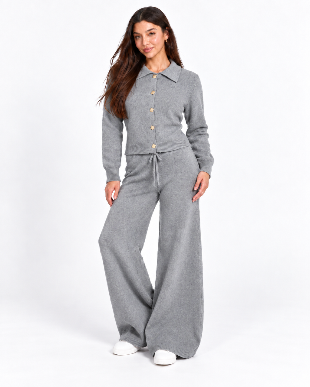 Chic Knit Two-Piece Set  Grey F332