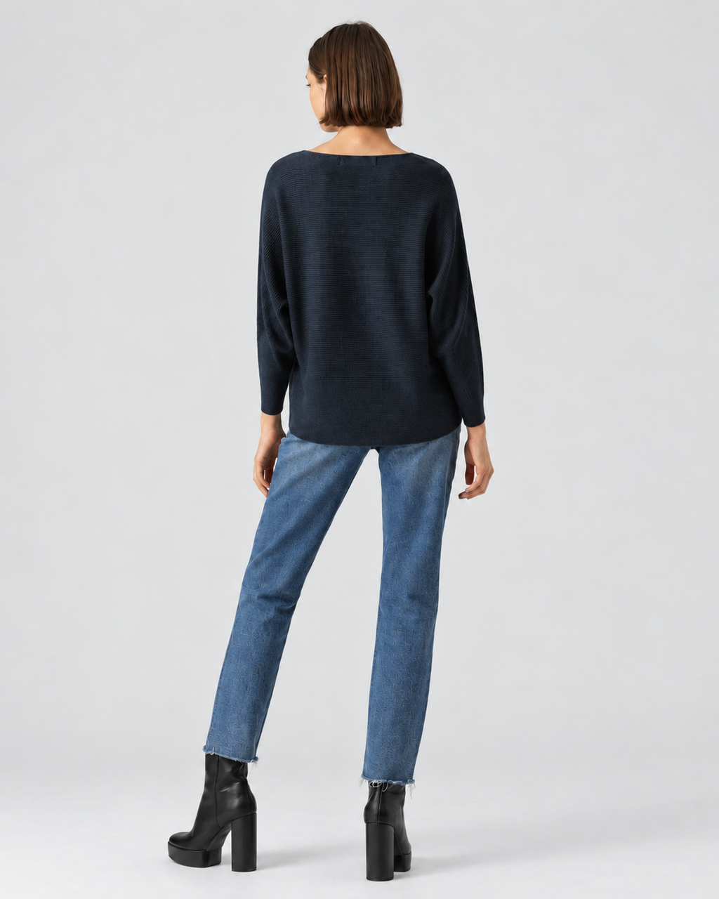 Ribbed Knit Jumper Black ZS9011