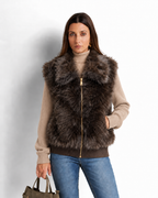Faux Fur Gilet with Detachable Sleeves – 2-in-1 Jacket coffee  V8082
