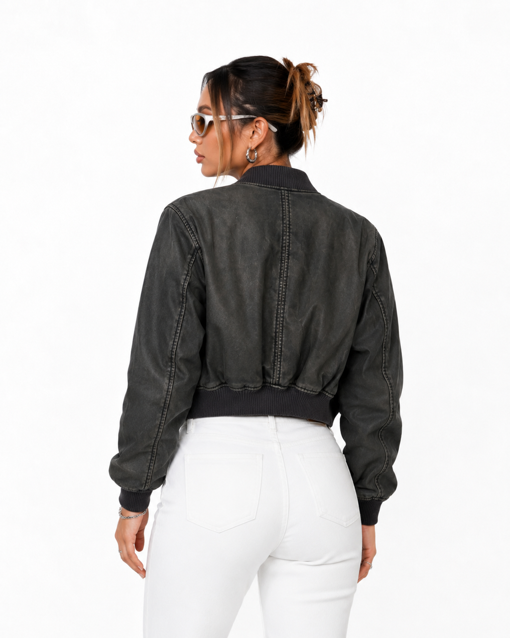 Faux leather jacket bomber Black