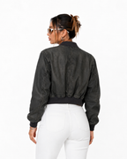 Faux leather jacket bomber Black