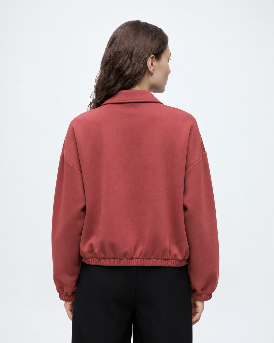 Zip Up Collared Jacket Rust Red    27355