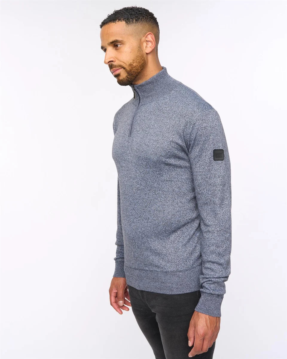 Delloway 1/4 Zip Funnel Neck Jumper Charcoal Marl