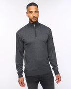 Delloway 1/4 Zip Funnel Neck Jumper Black Marl