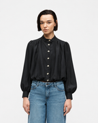 High-Neck Button-Front Blouse  Black   27211