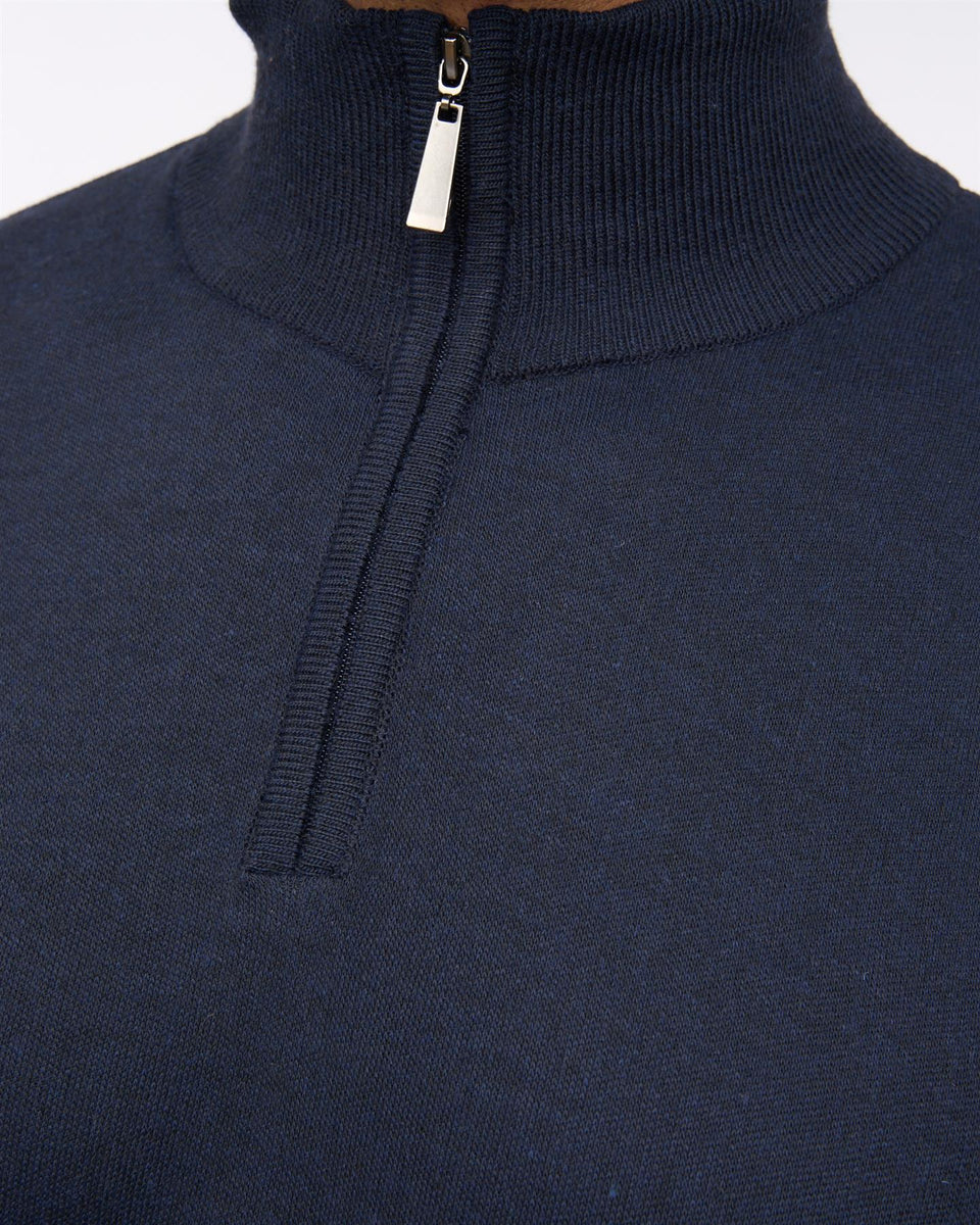 Delloway 1/4 Zip Funnel Neck Jumper Navy