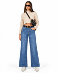 Belted Classic Flare Leg Denim Jeans  RJ6627