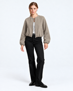 Cropped Bomber Jacket  Taupe
