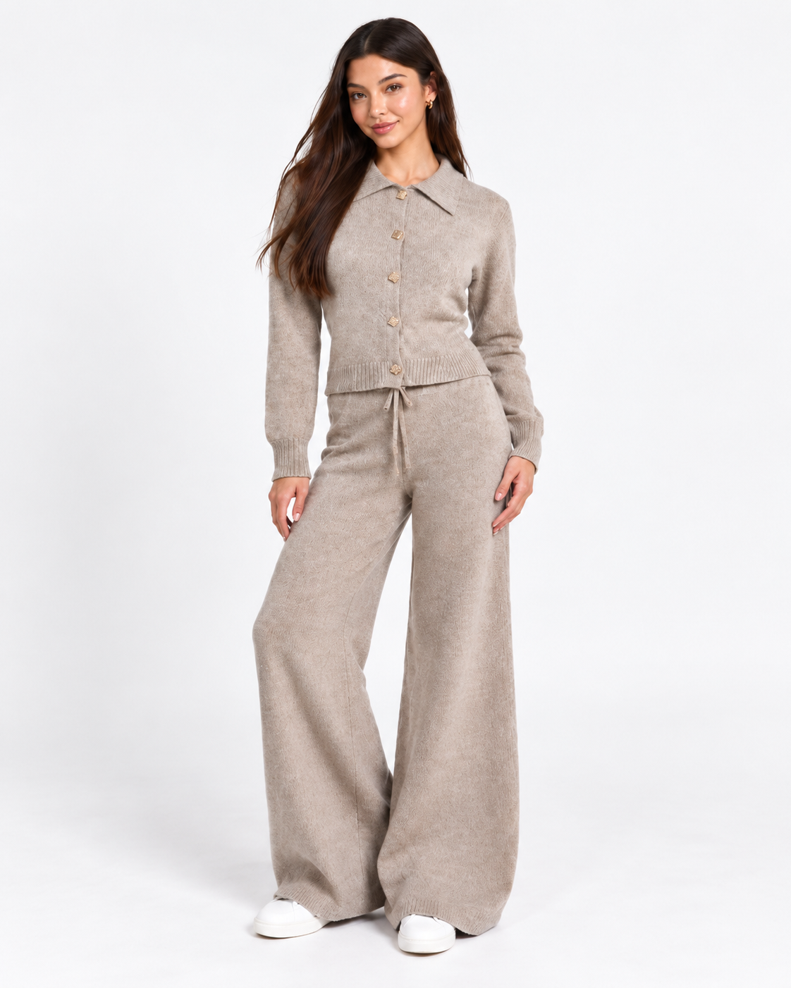 Chic Knit Two-Piece Set Biege F332
