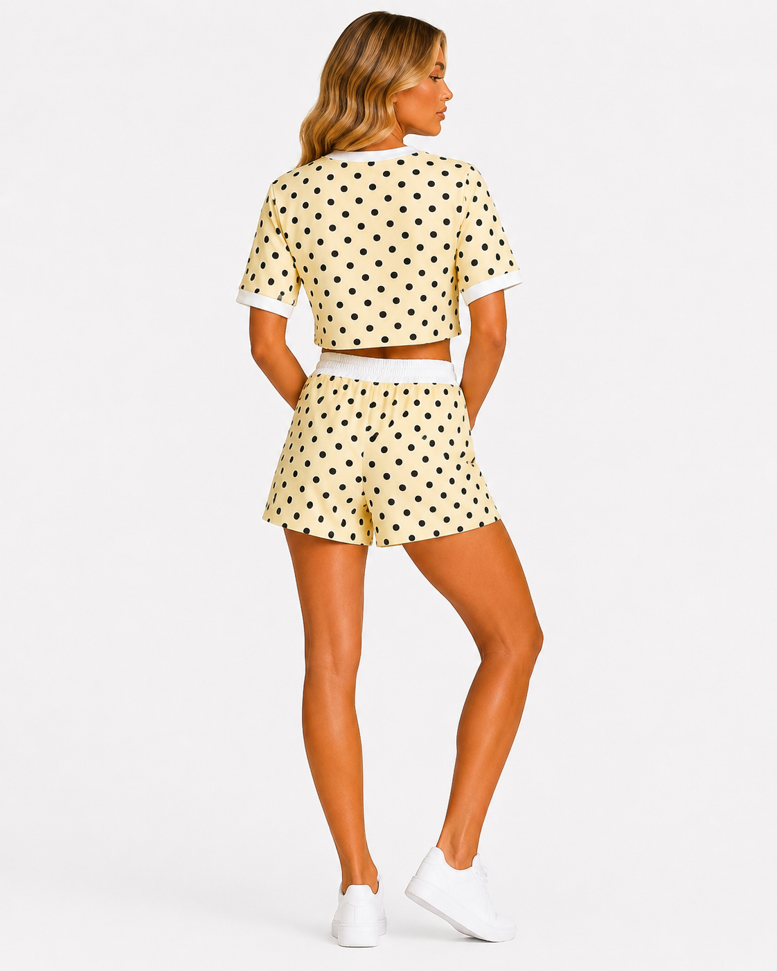 Ladies Polka dot Short set Yellow