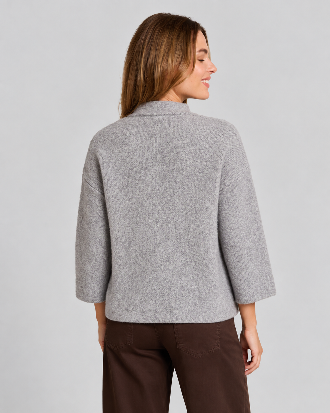 Button Front Textured Jacket Grey ZS8192