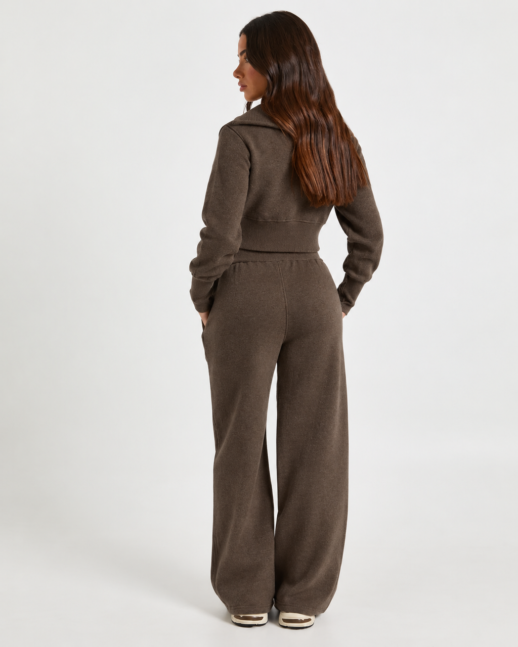 Knitted  Co-Ord Set Brown  F328