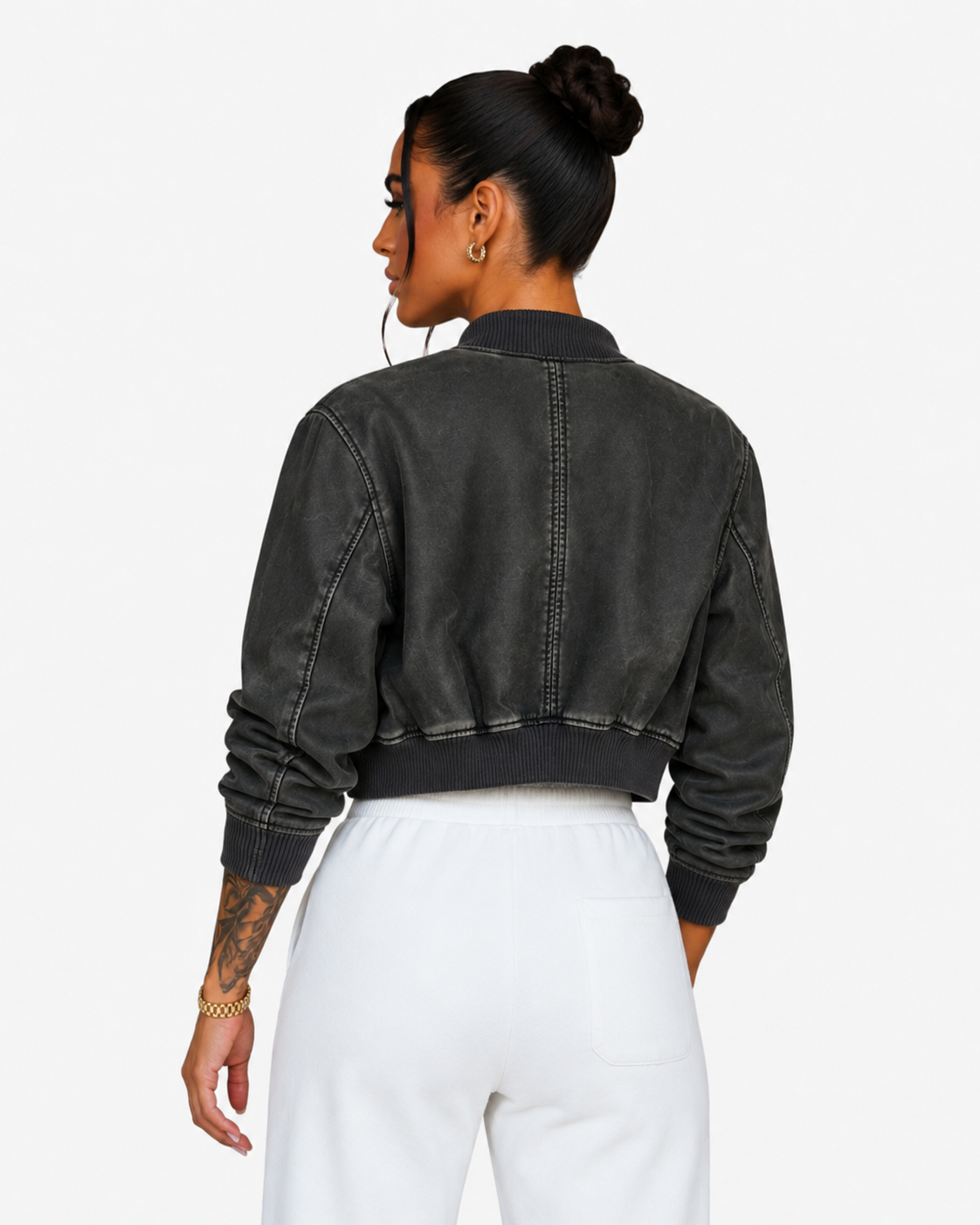 Faux leather jacket bomber Black
