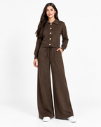 Chic Knit Two-Piece Set   Brown F332
