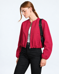 Cropped Bomber Jacket Red