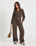 Knitted  Co-Ord Set Brown  F328