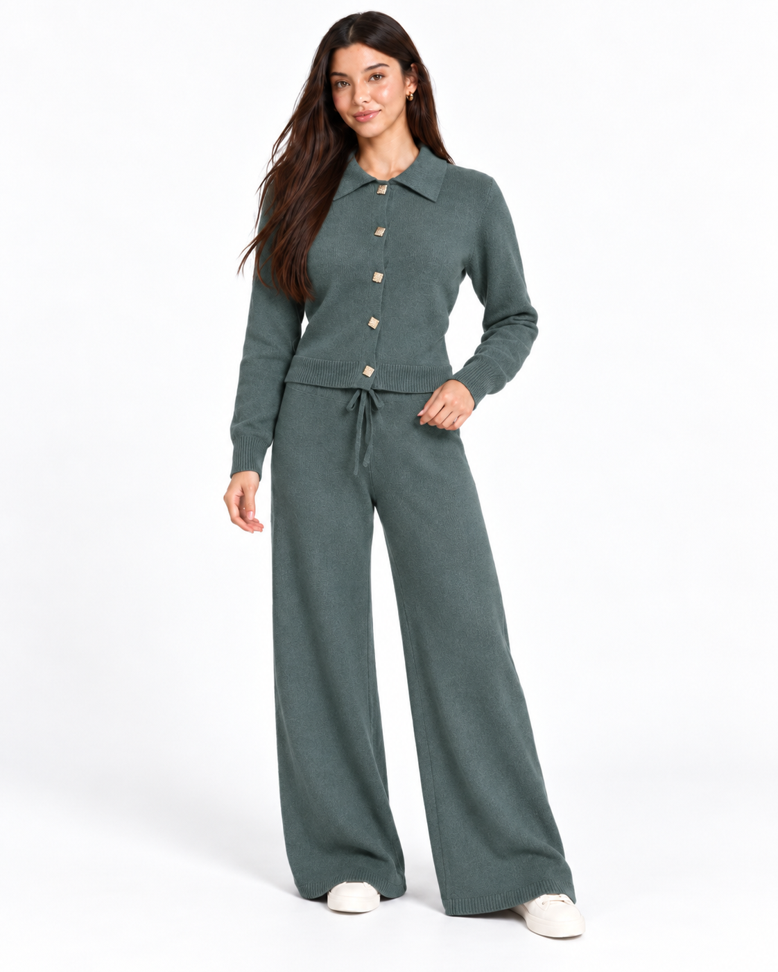 Chic Knit Two-Piece Set   Sage  F332